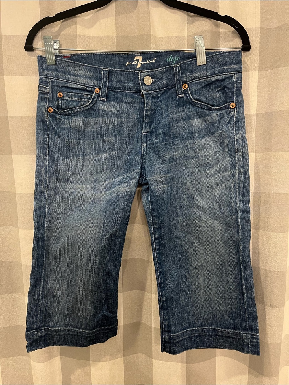 7 For All Mankind Blue Denim Bermuda Shorts